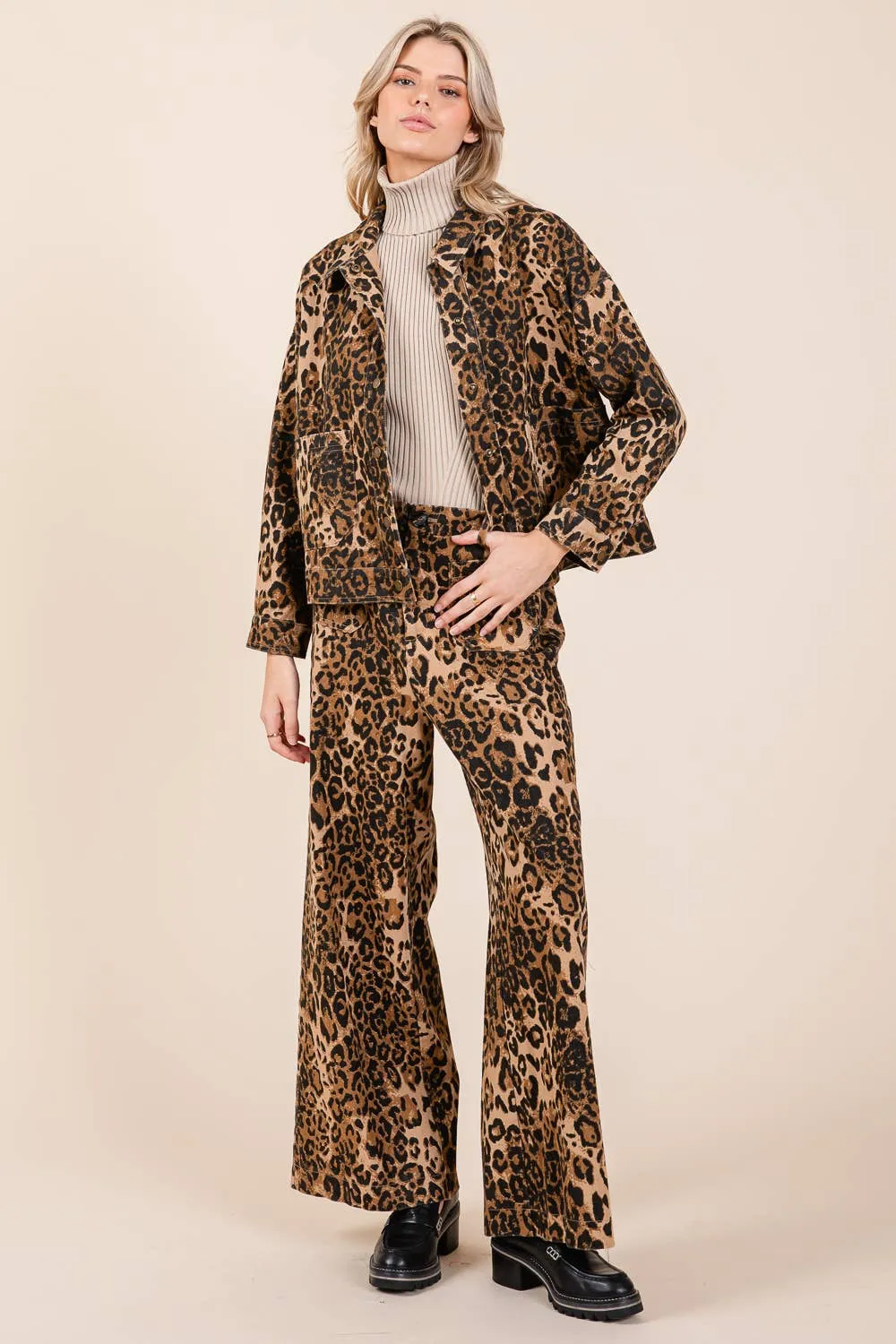 Leopard Print Wide Leg Pants