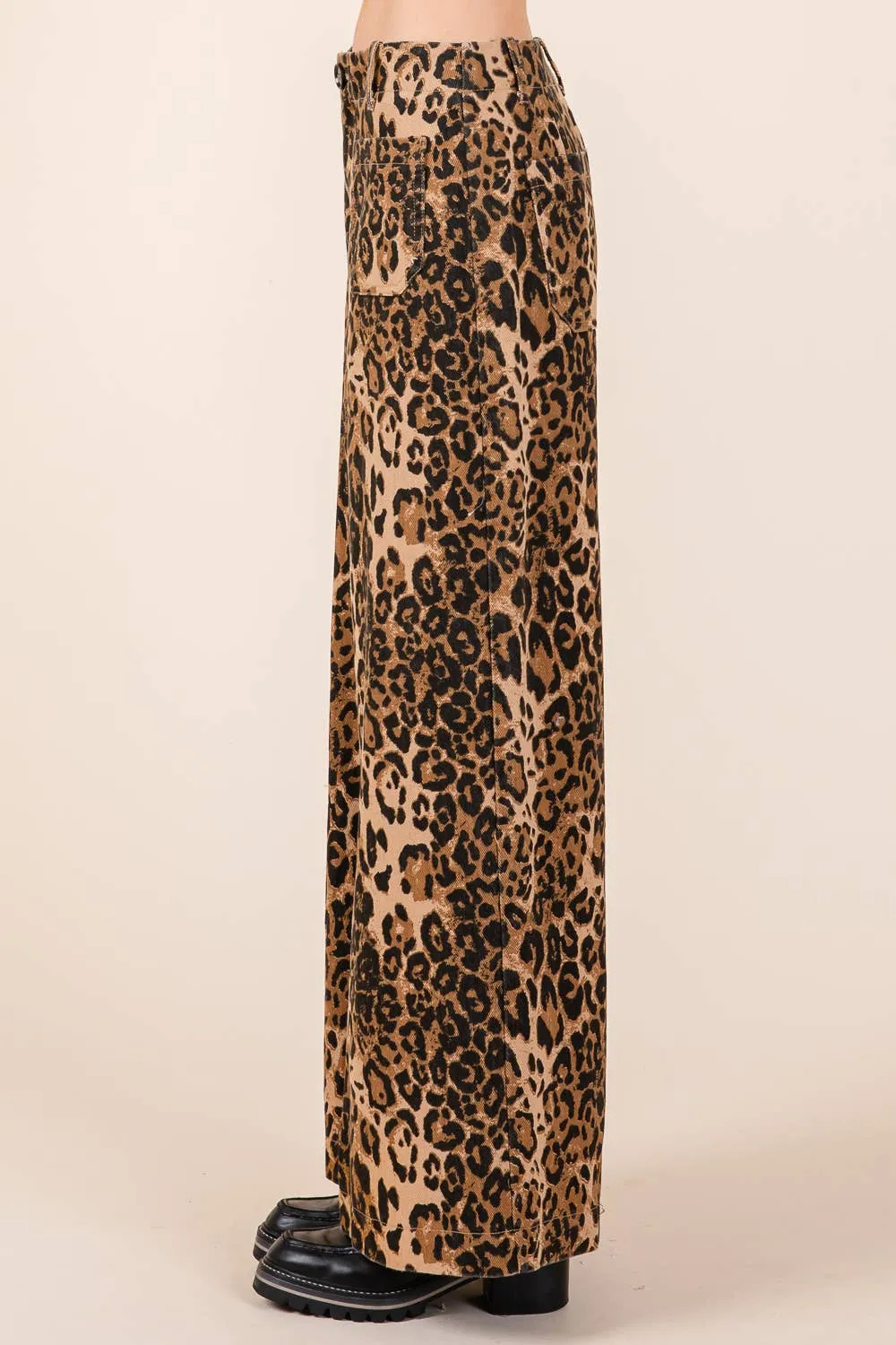 Leopard Print Wide Leg Pants