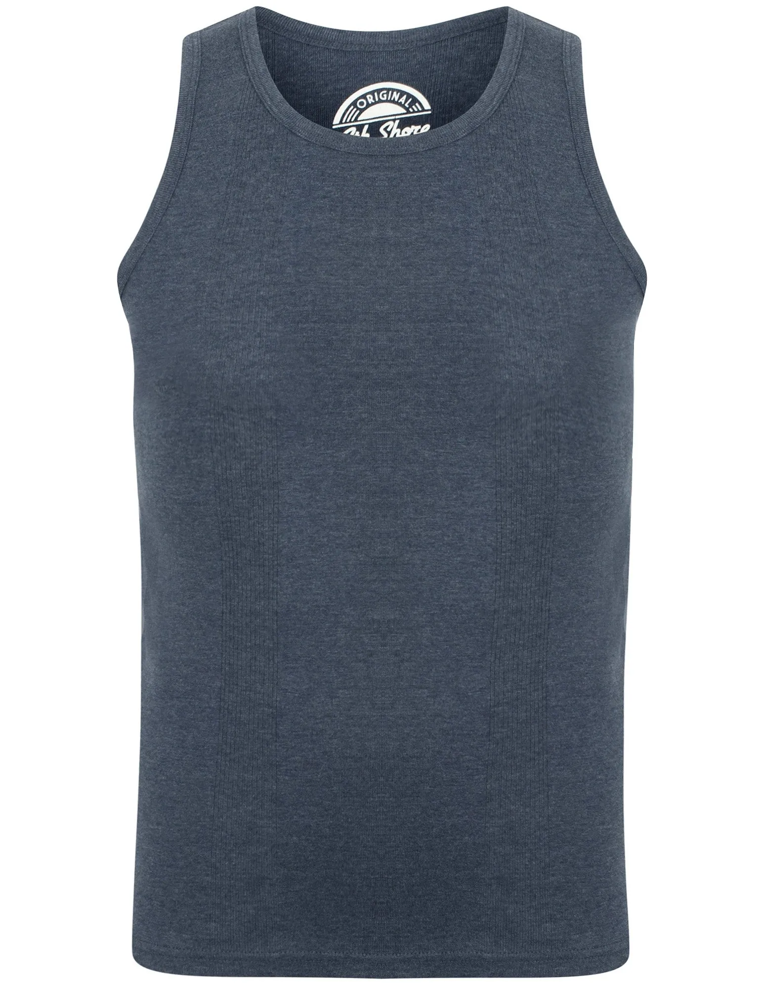 Mace Cotton Ribbed Vest Top In Mood Indigo Marl - South Shore