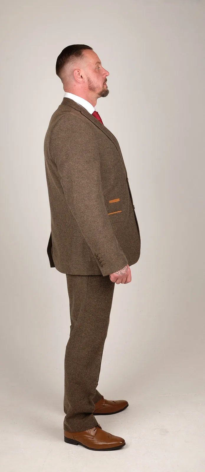 Mens 3 Piece Brown Tweed Suit | Wedding Suit | Party Wear | Office Wear