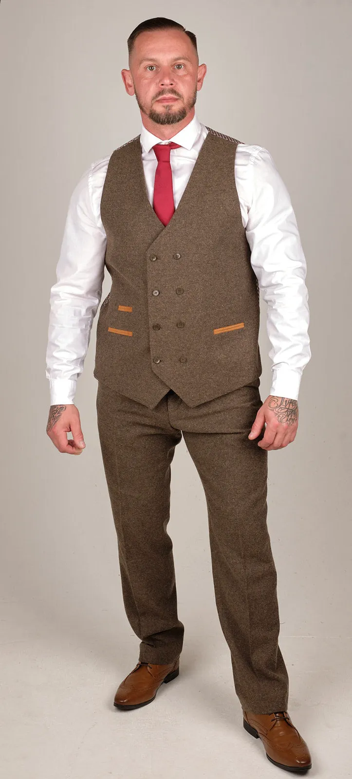 Mens 3 Piece Brown Tweed Suit | Wedding Suit | Party Wear | Office Wear