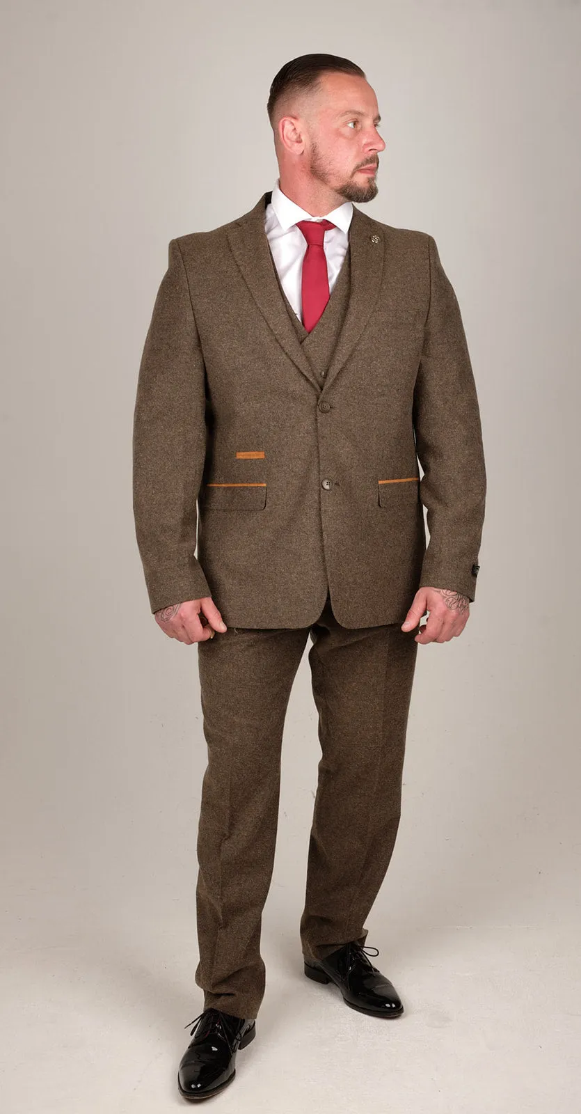 Mens 3 Piece Brown Tweed Suit | Wedding Suit | Party Wear | Office Wear