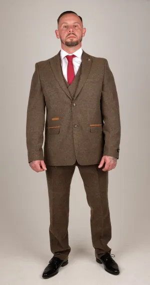 Mens 3 Piece Brown Tweed Suit | Wedding Suit | Party Wear | Office Wear