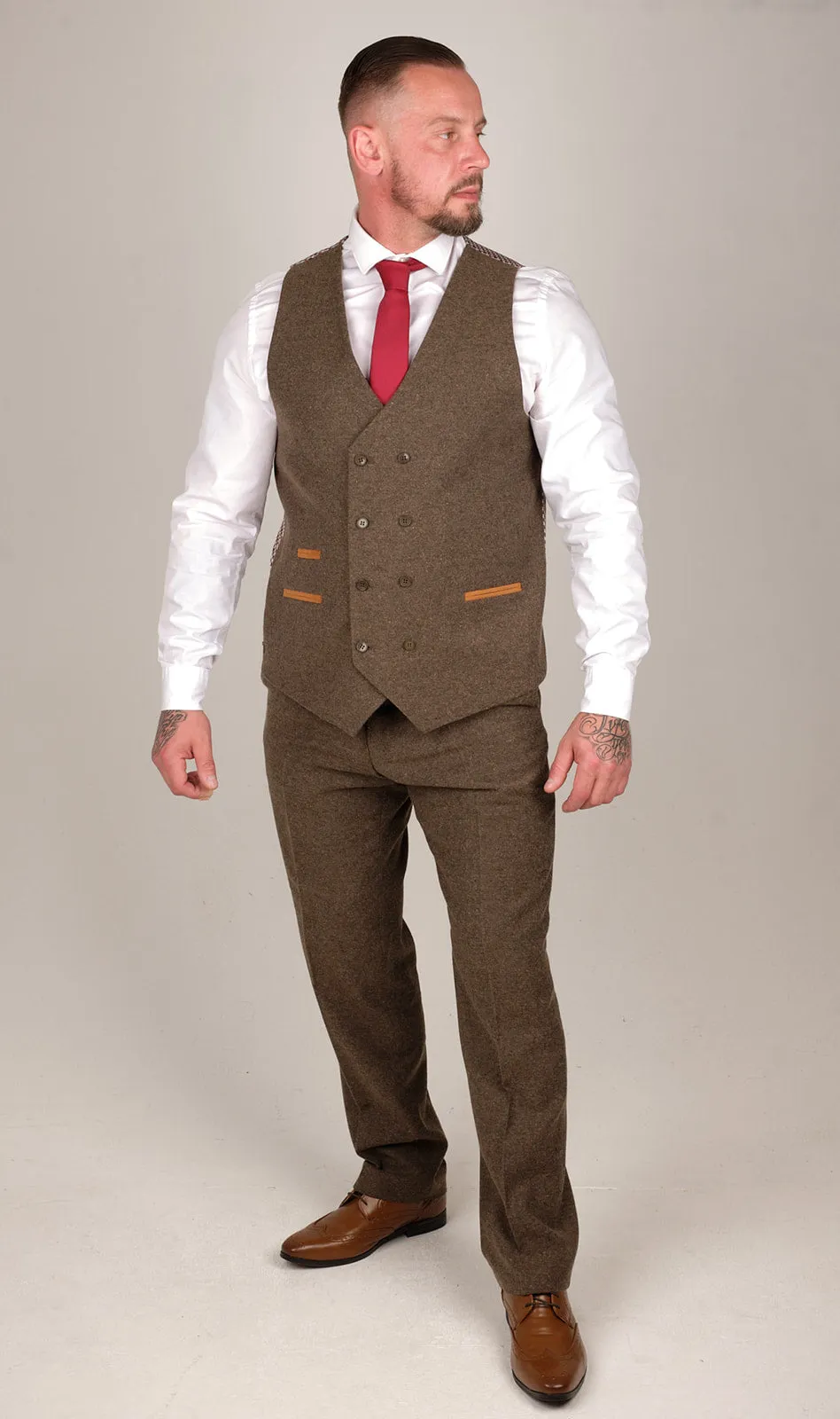 Mens 3 Piece Brown Tweed Suit | Wedding Suit | Party Wear | Office Wear