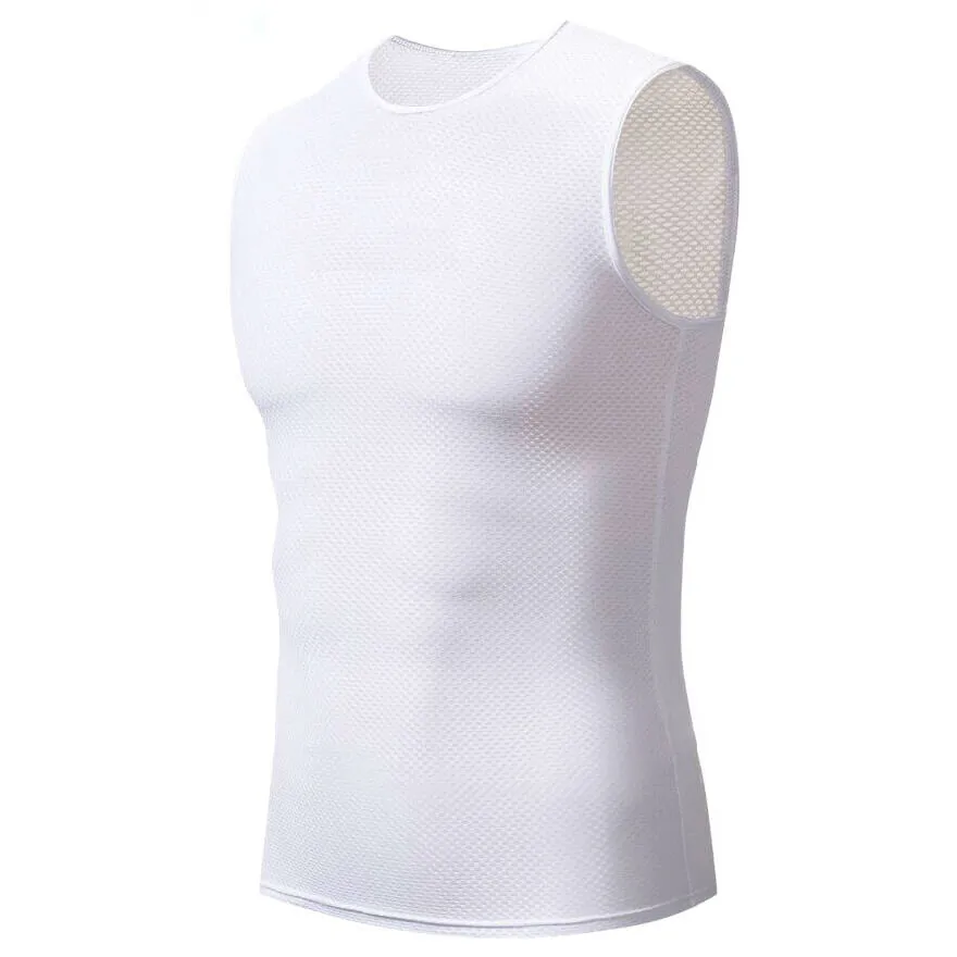 Men's Basics White Lightweight Mesh Cycling Base-Layer