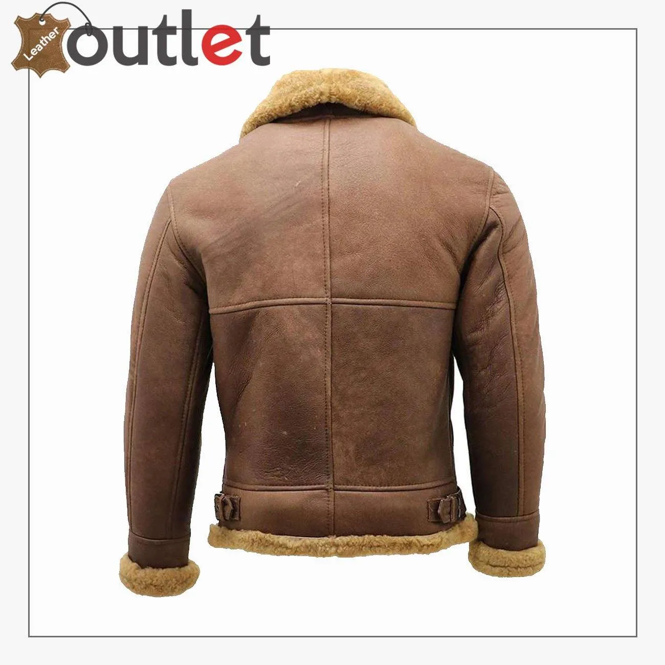 Men's Brown B3 Shearling Sheepskin WW2 Bomber Leather Flying Aviator Jacket