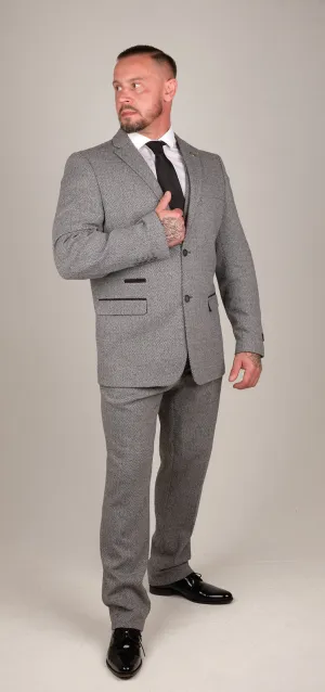 Men's Light Grey 3 Piece Tweed Suit | Wedding Suit | Party Wear | Office Wear