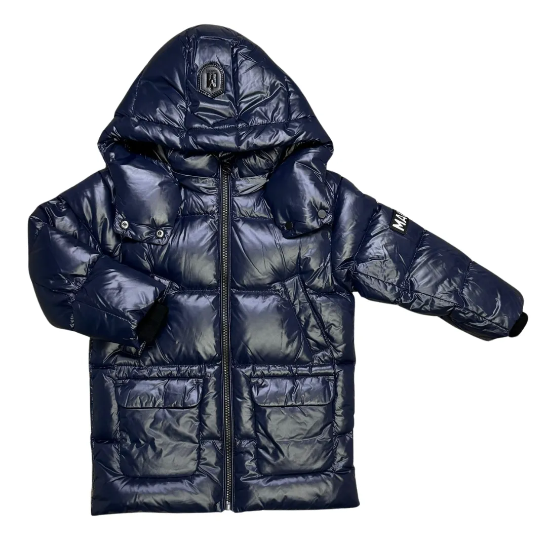 Navy Kennie Big Kid Hooded Down Jacket