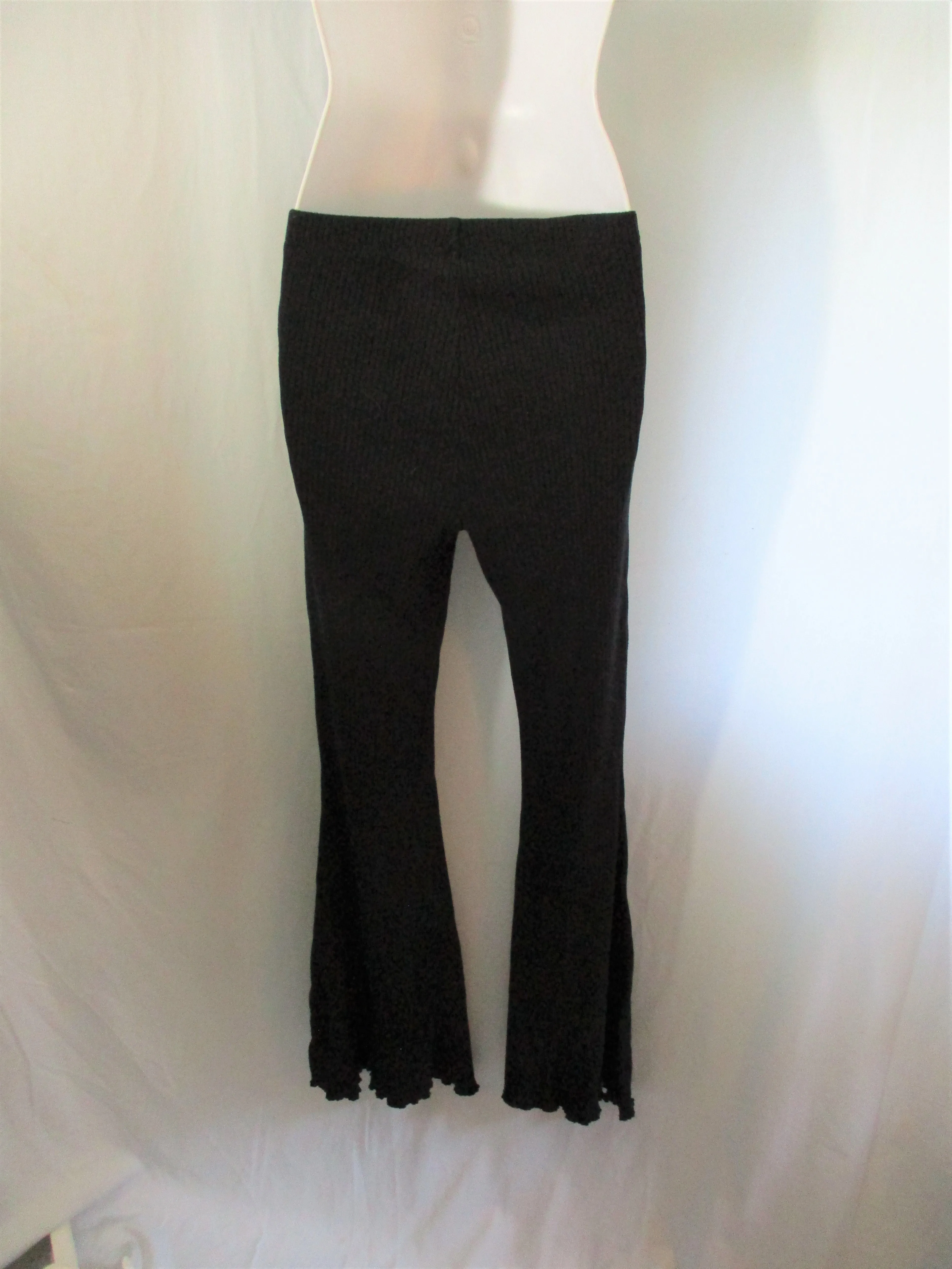 NEW AERIE FLARE PANT Sweatpant Yoga Athletic Lounge WAFFLE S/P BLACK