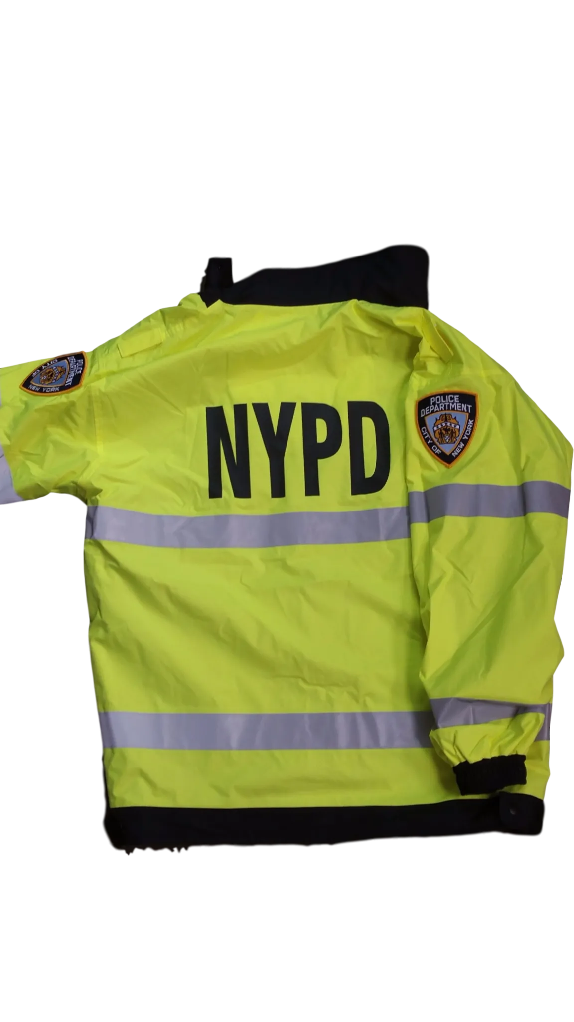 NYPD Reversible Hi-Vis Raincoat with Screen Print  & Patches