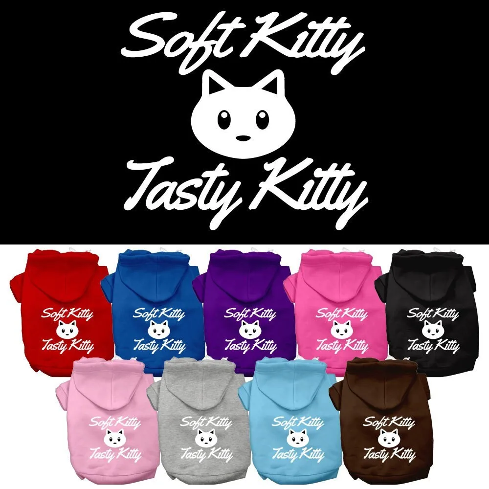 Pet Dog & Cat Hoodie Screen Printed, "Soft Kitty, Tasty Kitty"