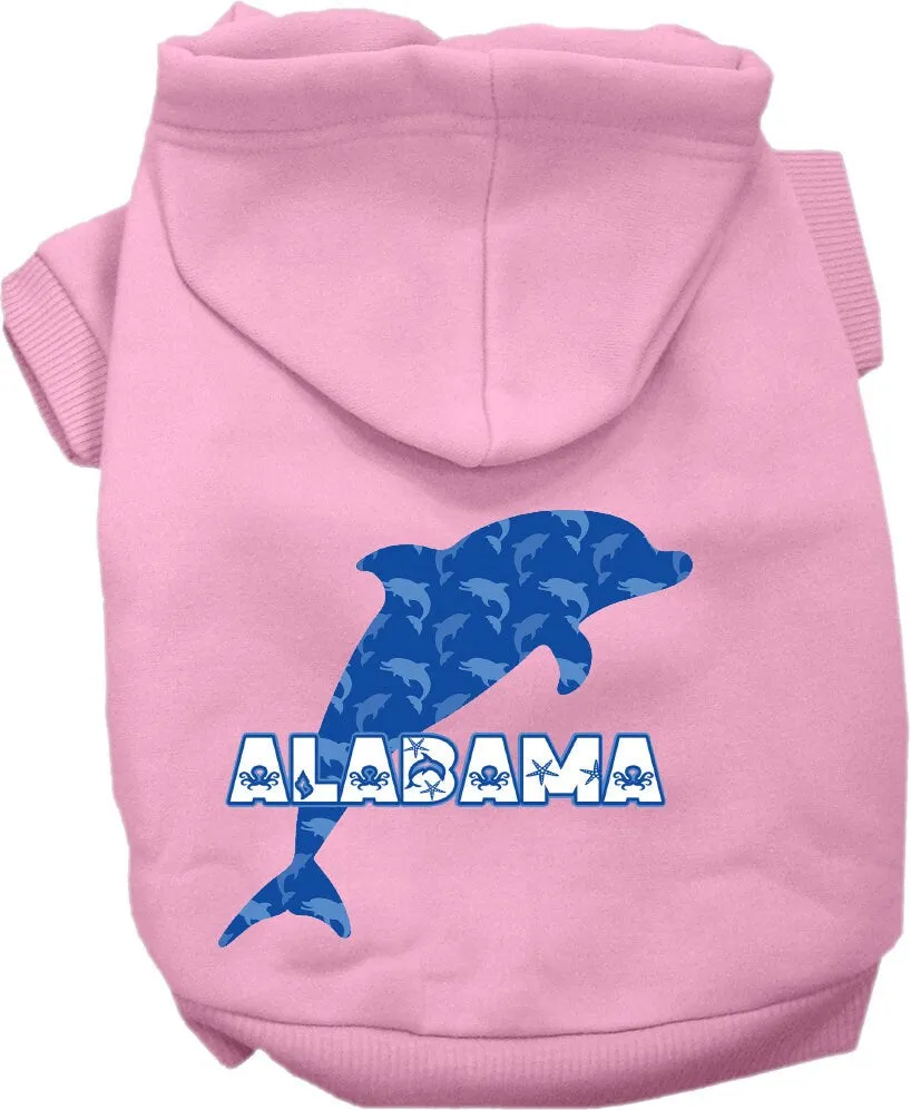 Pet Dog & Cat Screen Printed Hoodie for Medium to Large Pets (Sizes 2XL-6XL), "Alabama Blue Dolphins"