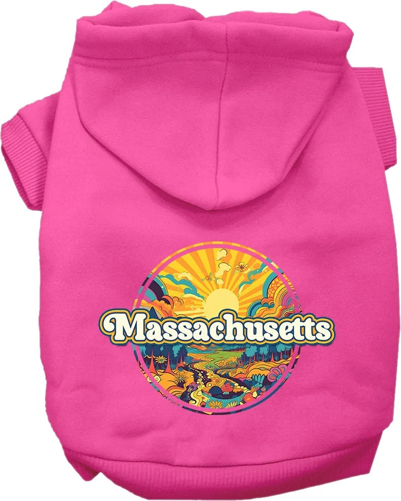 Pet Dog & Cat Screen Printed Hoodie for Medium to Large Pets (Sizes 2XL-6XL), "Massachusetts Trippy Peaks"