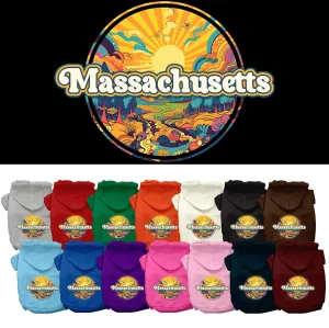 Pet Dog & Cat Screen Printed Hoodie for Medium to Large Pets (Sizes 2XL-6XL), "Massachusetts Trippy Peaks"