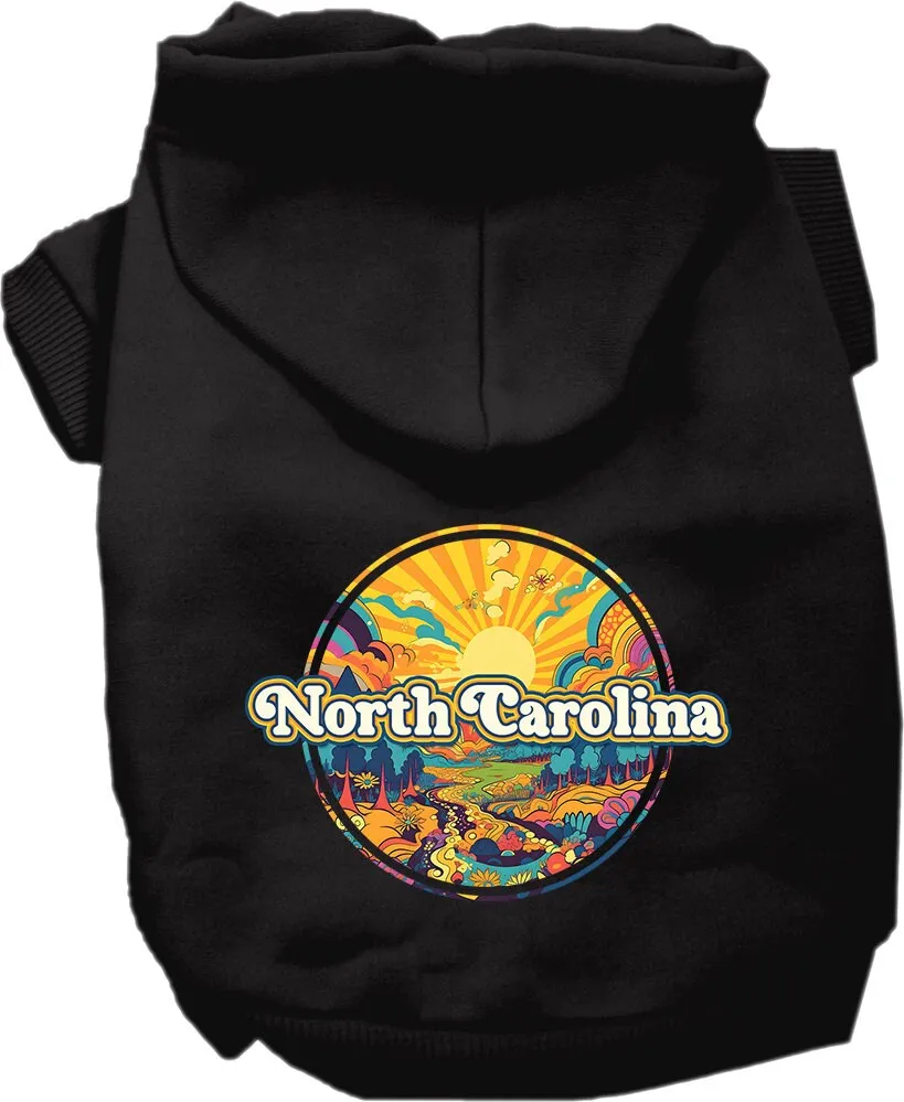 Pet Dog & Cat Screen Printed Hoodie for Medium to Large Pets (Sizes 2XL-6XL), "North Carolina Trippy Peaks"