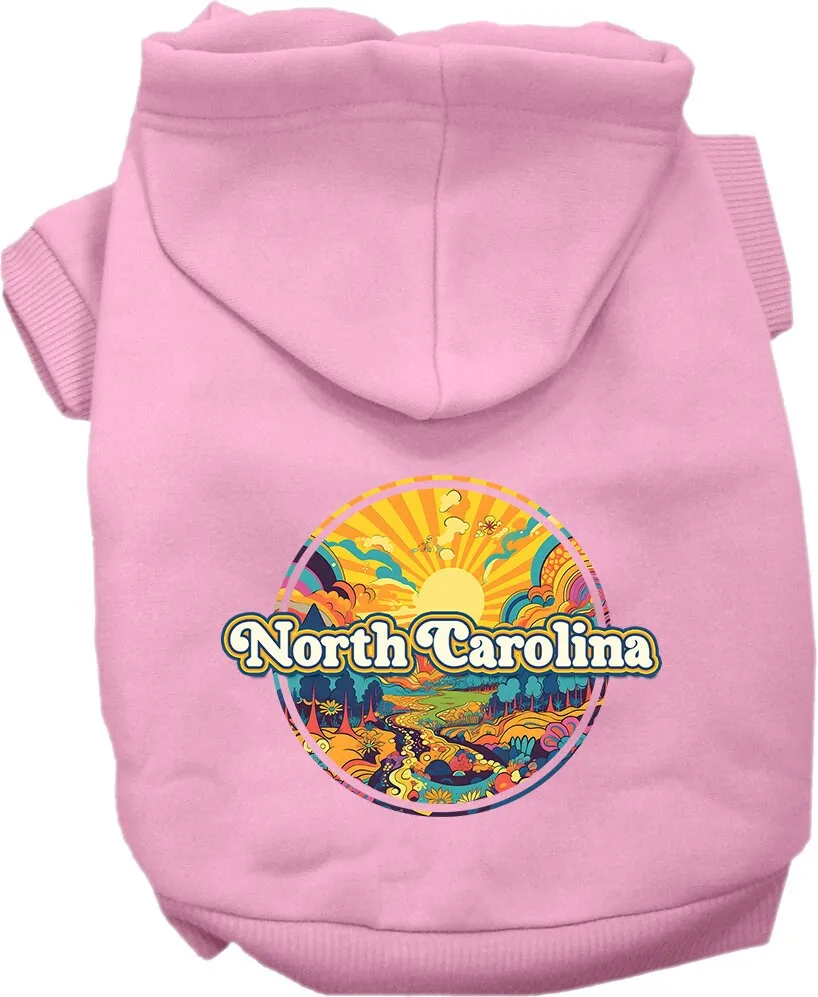 Pet Dog & Cat Screen Printed Hoodie for Medium to Large Pets (Sizes 2XL-6XL), "North Carolina Trippy Peaks"