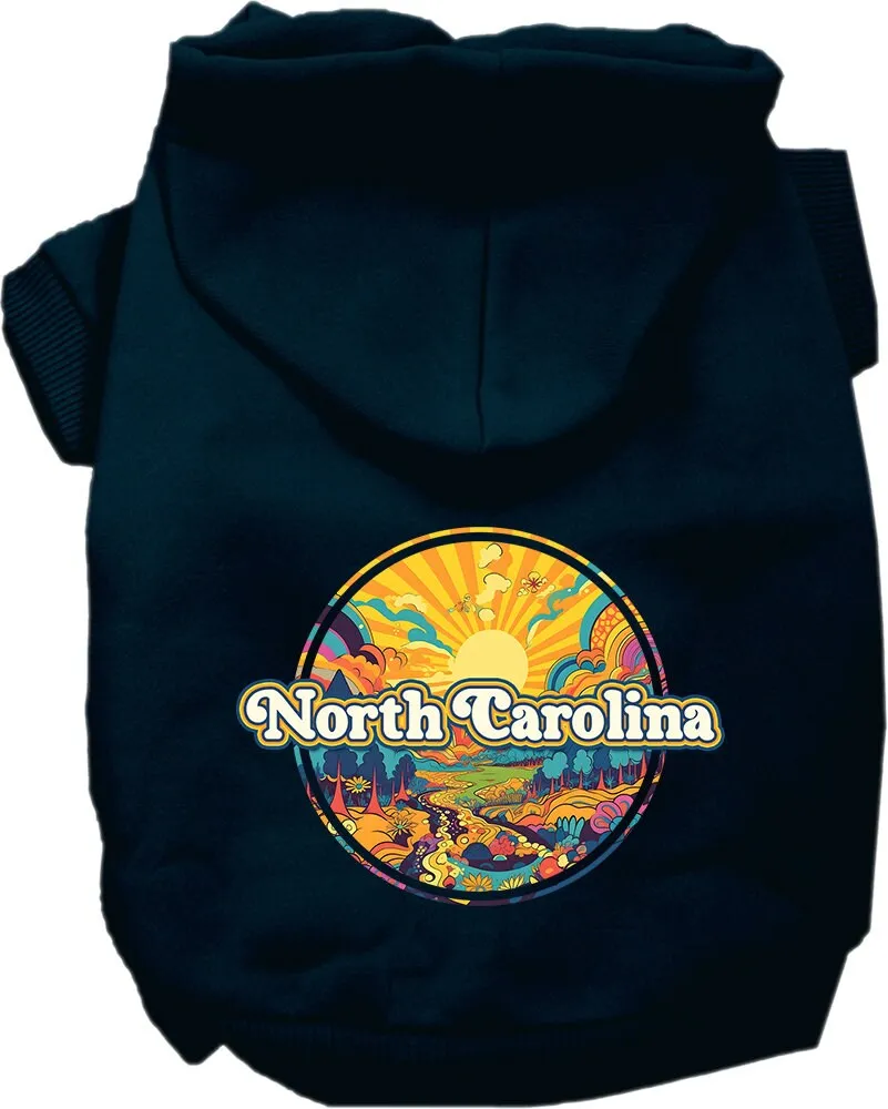 Pet Dog & Cat Screen Printed Hoodie for Medium to Large Pets (Sizes 2XL-6XL), "North Carolina Trippy Peaks"