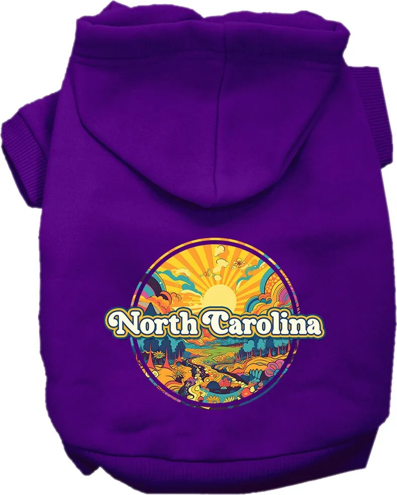 Pet Dog & Cat Screen Printed Hoodie for Medium to Large Pets (Sizes 2XL-6XL), "North Carolina Trippy Peaks"