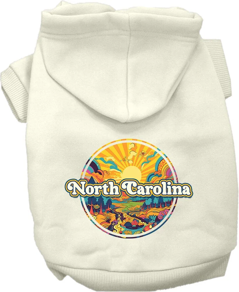 Pet Dog & Cat Screen Printed Hoodie for Medium to Large Pets (Sizes 2XL-6XL), "North Carolina Trippy Peaks"