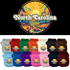 Pet Dog & Cat Screen Printed Hoodie for Medium to Large Pets (Sizes 2XL-6XL), "North Carolina Trippy Peaks"