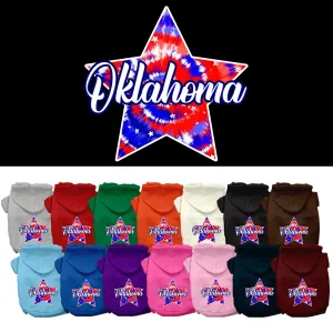 Pet Dog & Cat Screen Printed Hoodie for Medium to Large Pets (Sizes 2XL-6XL), "Oklahoma Patriotic Tie Dye"