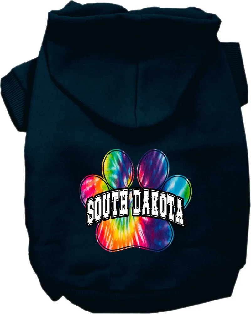 Pet Dog & Cat Screen Printed Hoodie for Medium to Large Pets (Sizes 2XL-6XL), "South Dakota Bright Tie Dye"