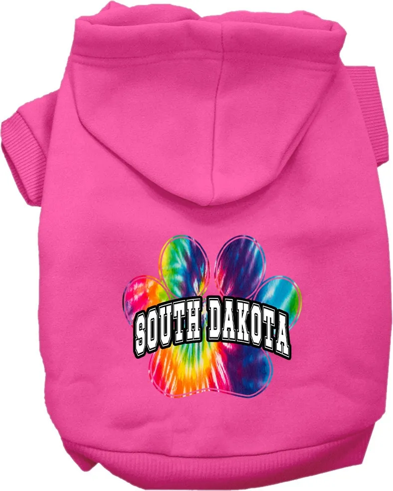 Pet Dog & Cat Screen Printed Hoodie for Medium to Large Pets (Sizes 2XL-6XL), "South Dakota Bright Tie Dye"