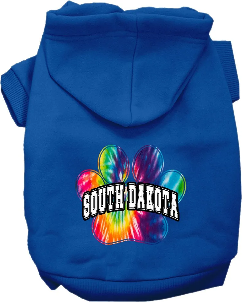 Pet Dog & Cat Screen Printed Hoodie for Medium to Large Pets (Sizes 2XL-6XL), "South Dakota Bright Tie Dye"