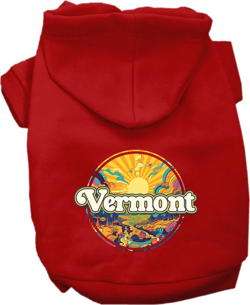 Pet Dog & Cat Screen Printed Hoodie for Medium to Large Pets (Sizes 2XL-6XL), "Vermont Trippy Peaks"