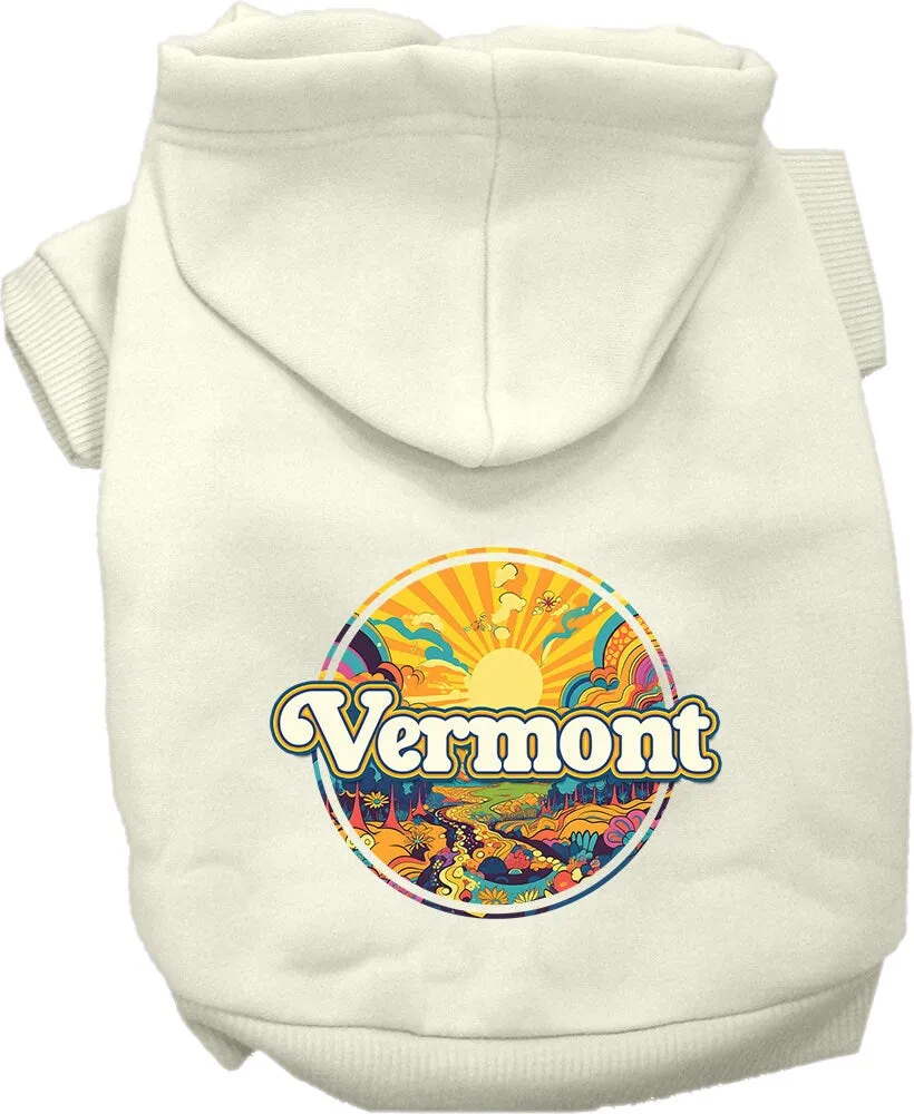 Pet Dog & Cat Screen Printed Hoodie for Medium to Large Pets (Sizes 2XL-6XL), "Vermont Trippy Peaks"