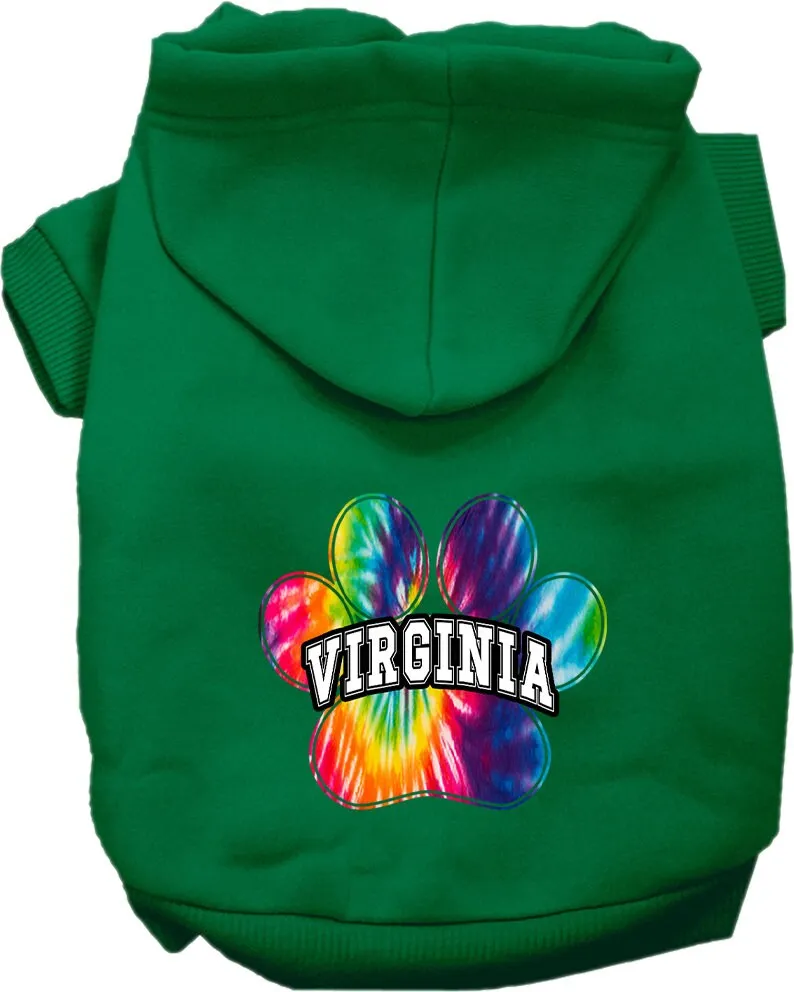 Pet Dog & Cat Screen Printed Hoodie for Medium to Large Pets (Sizes 2XL-6XL), "Virginia Bright Tie Dye"