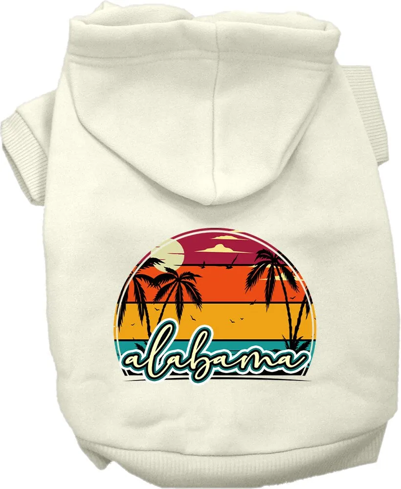 Pet Dog & Cat Screen Printed Hoodie for Small to Medium Pets (Sizes XS-XL), "Alabama Retro Beach Sunset"