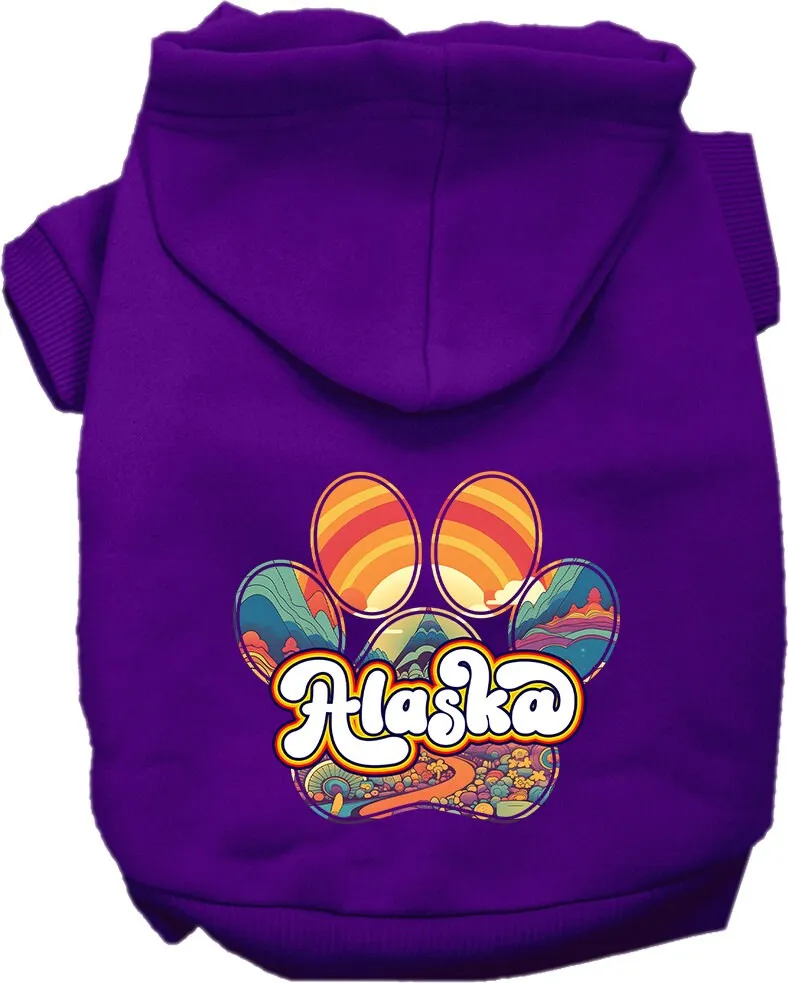 Pet Dog & Cat Screen Printed Hoodie for Small to Medium Pets (Sizes XS-XL), "Alaska Groovy Summit"