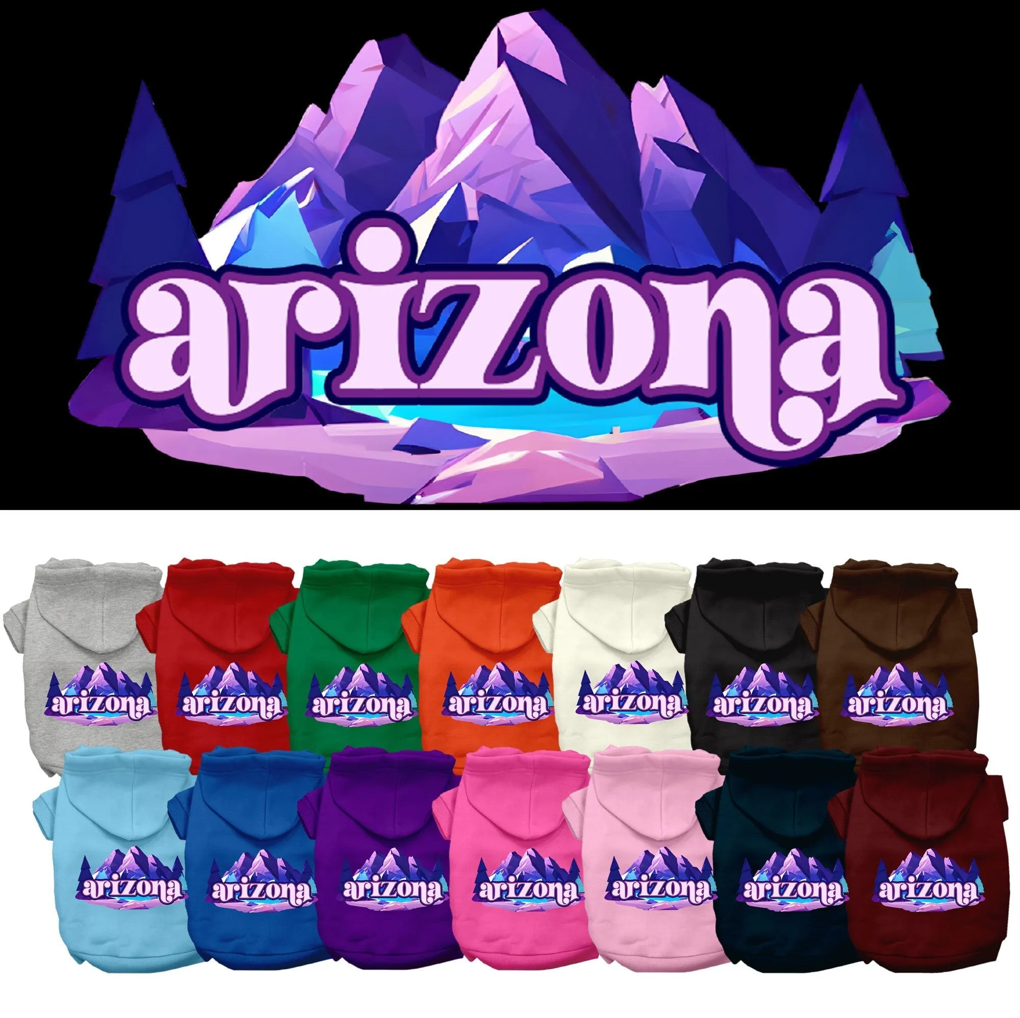 Pet Dog & Cat Screen Printed Hoodie for Small to Medium Pets (Sizes XS-XL), "Arizona Alpine Pawscape"