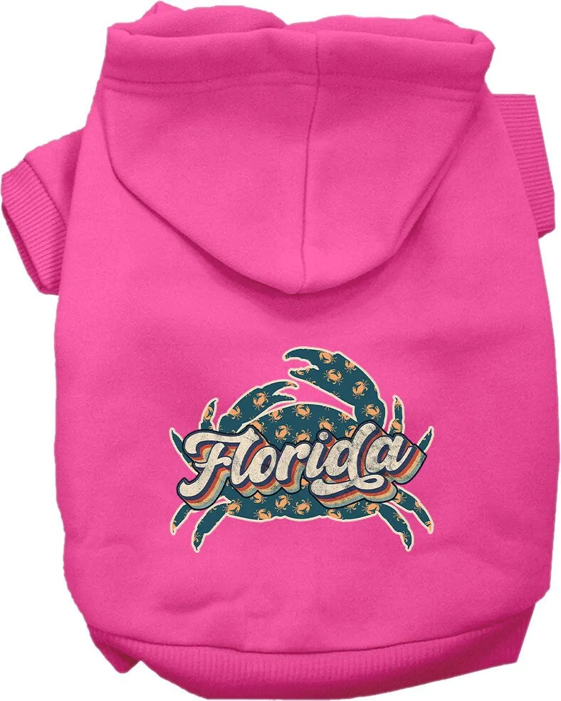 Pet Dog & Cat Screen Printed Hoodie for Small to Medium Pets (Sizes XS-XL), "Florida Retro Crabs"