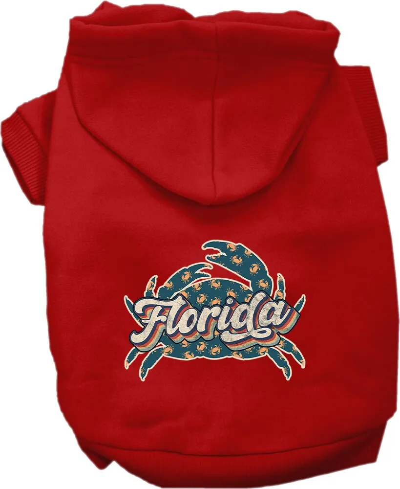 Pet Dog & Cat Screen Printed Hoodie for Small to Medium Pets (Sizes XS-XL), "Florida Retro Crabs"