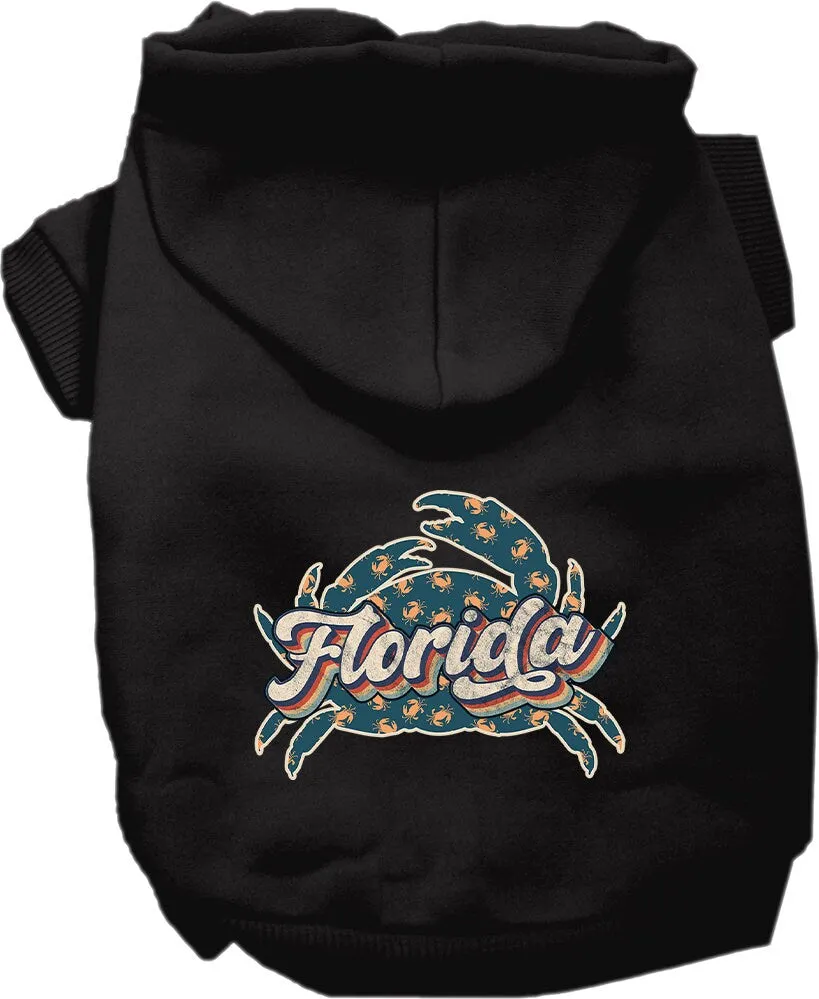 Pet Dog & Cat Screen Printed Hoodie for Small to Medium Pets (Sizes XS-XL), "Florida Retro Crabs"