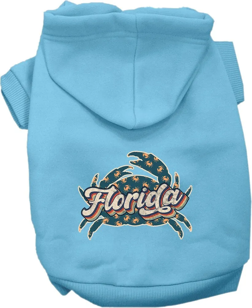 Pet Dog & Cat Screen Printed Hoodie for Small to Medium Pets (Sizes XS-XL), "Florida Retro Crabs"