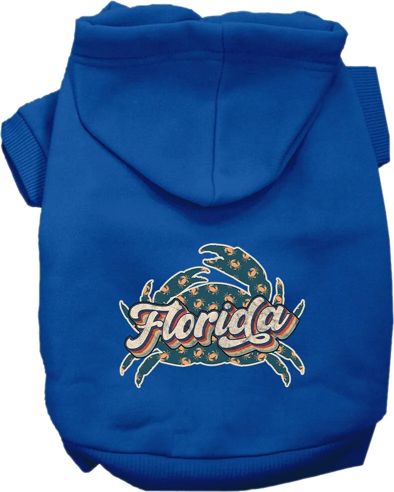 Pet Dog & Cat Screen Printed Hoodie for Small to Medium Pets (Sizes XS-XL), "Florida Retro Crabs"