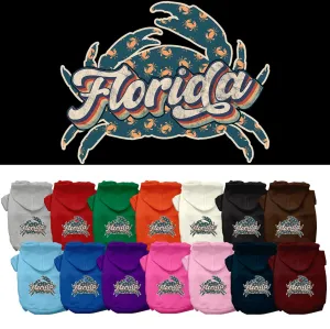 Pet Dog & Cat Screen Printed Hoodie for Small to Medium Pets (Sizes XS-XL), "Florida Retro Crabs"