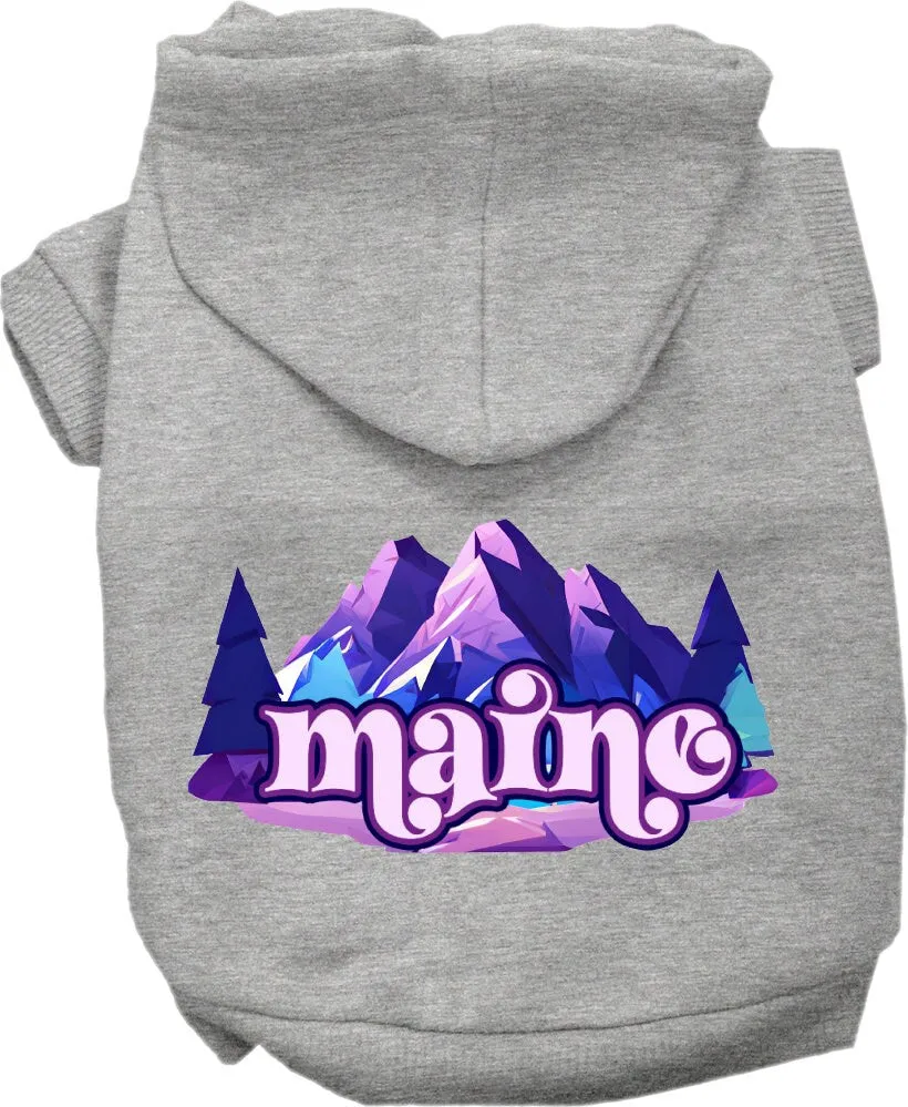 Pet Dog & Cat Screen Printed Hoodie for Small to Medium Pets (Sizes XS-XL), "Maine Alpine Pawscape"