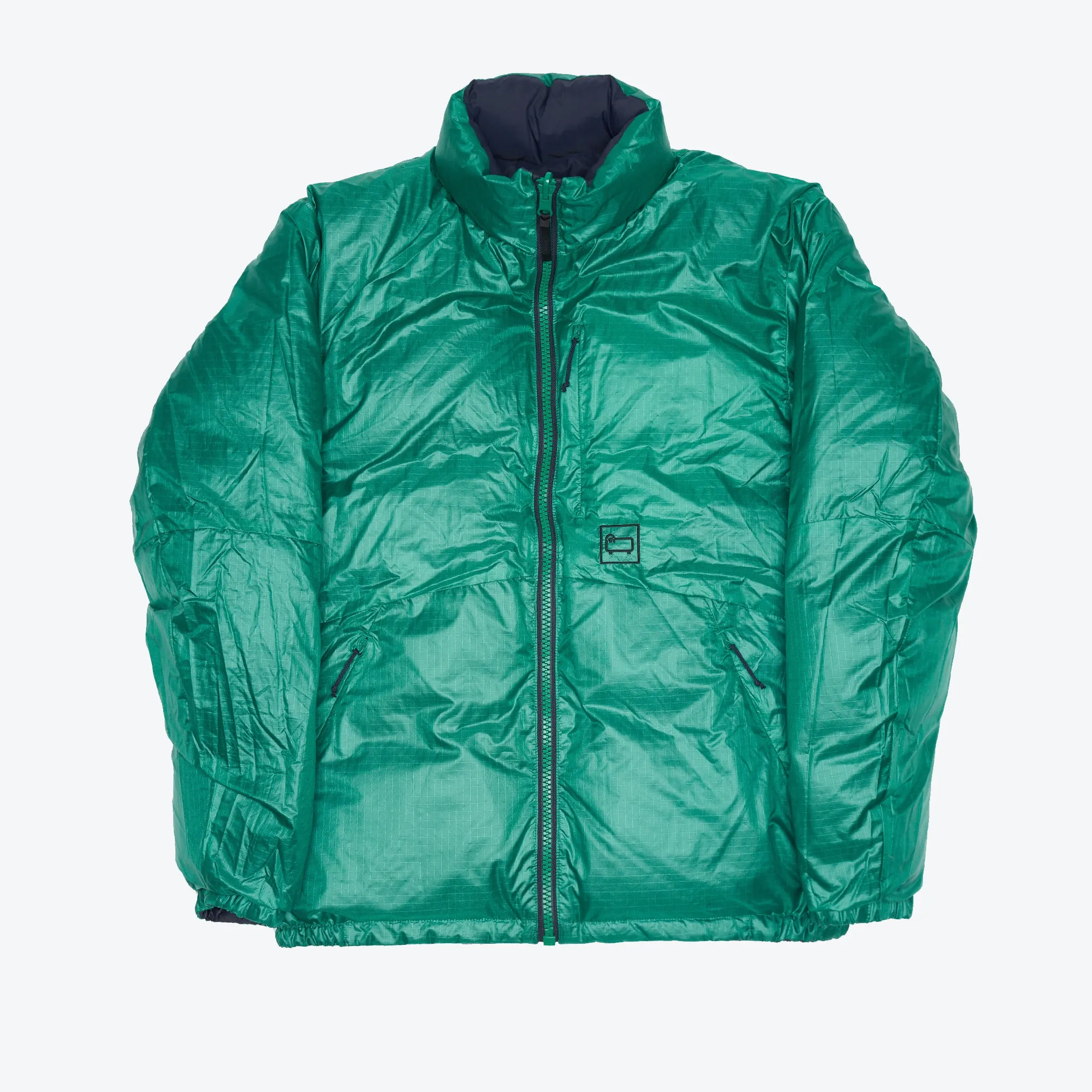 Reversible Muffle Down Jacket - Navy / Green