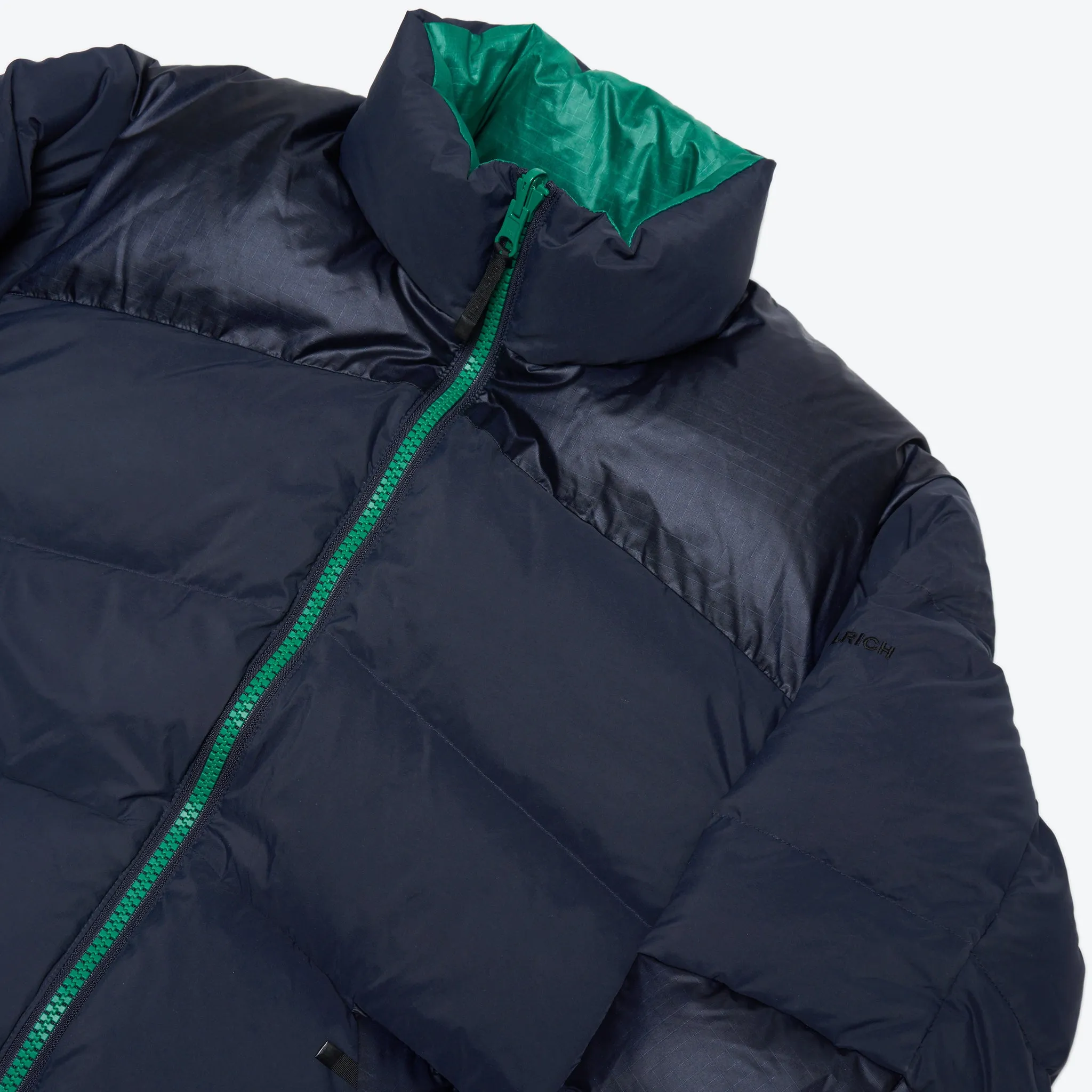 Reversible Muffle Down Jacket - Navy / Green