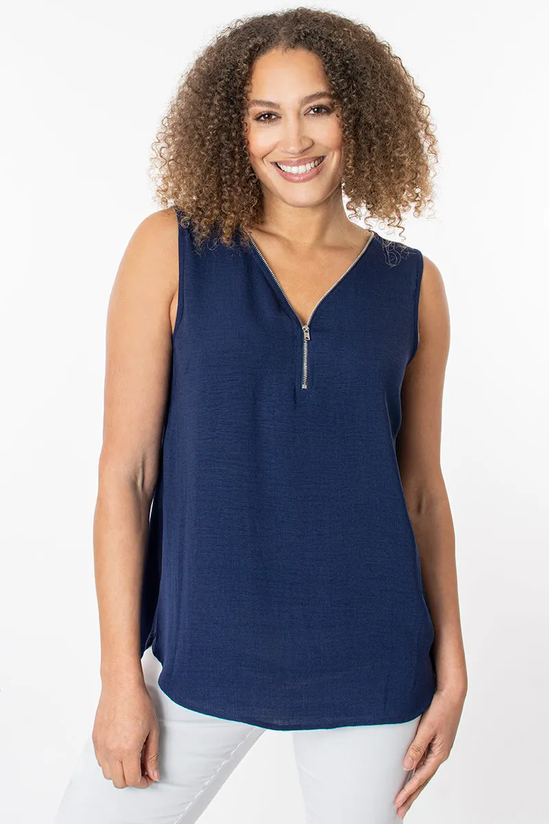 Sleeveless zip front vest