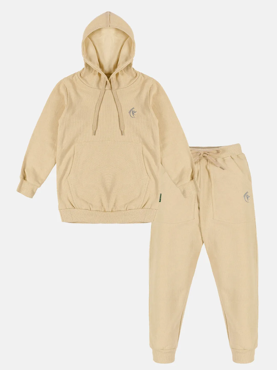 Solid Full Sleeve Hooded Sweatshirt  & Fleece Track Pant Set