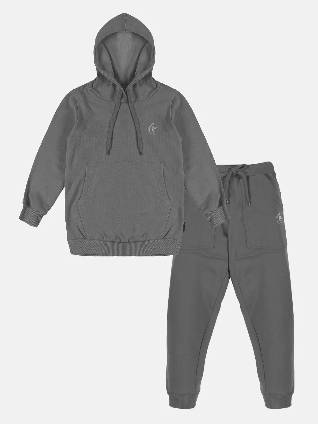 Solid Full Sleeve Hooded Sweatshirt  & Fleece Track Pant Set