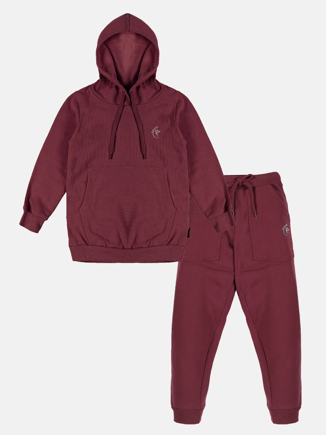 Solid Full Sleeve Hooded Sweatshirt  & Fleece Track Pant Set