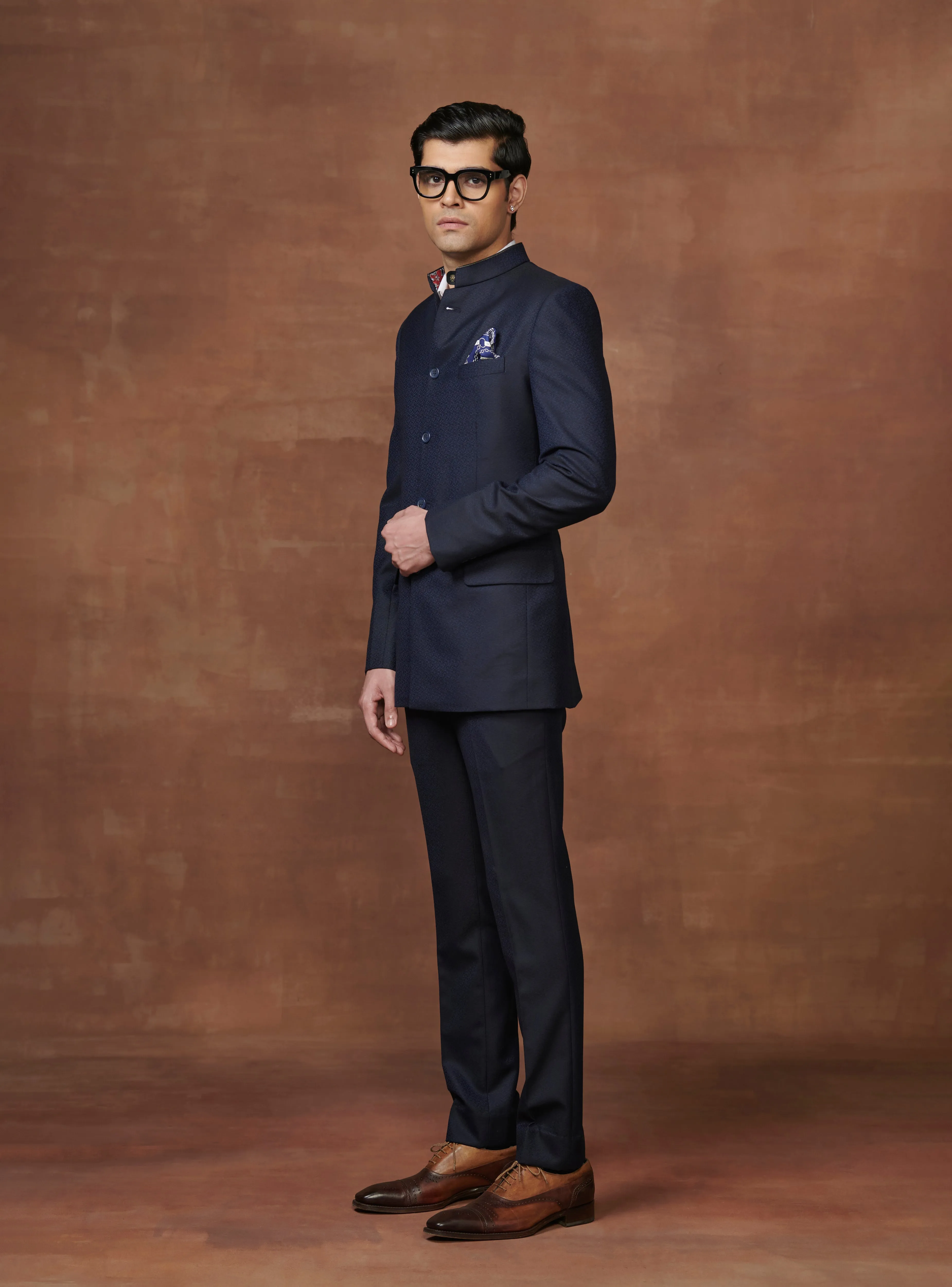 THE BESPOKE NAVY WOOLLEN BANDHGALA SUIT