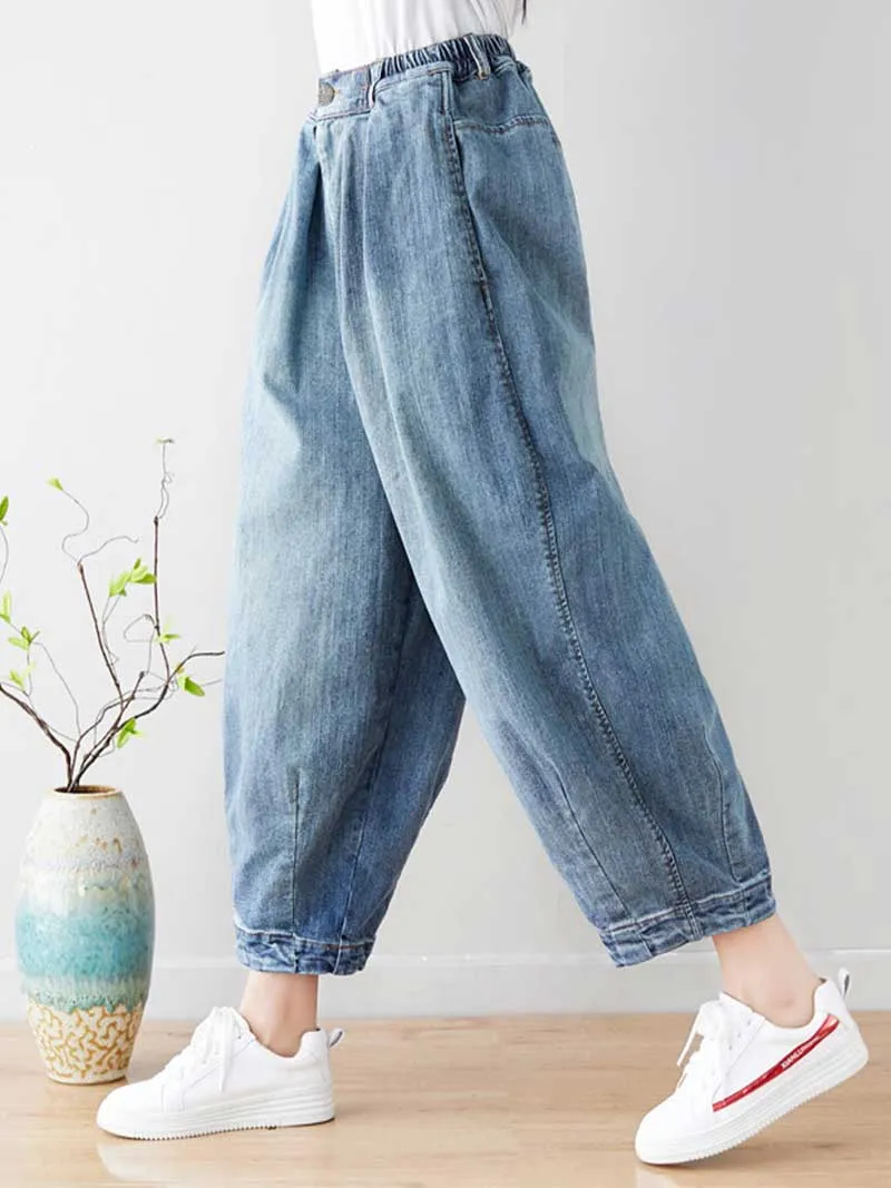 The Stars Shine Loose Retro Casual Denim Pant