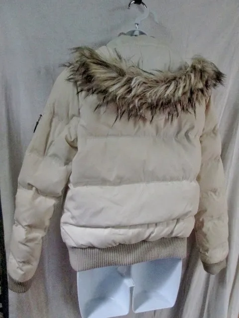 Womens AEO AMERICAN EAGLE OUTFITTERS Puffer Jacket Coat Hood Down Ski M WHITE